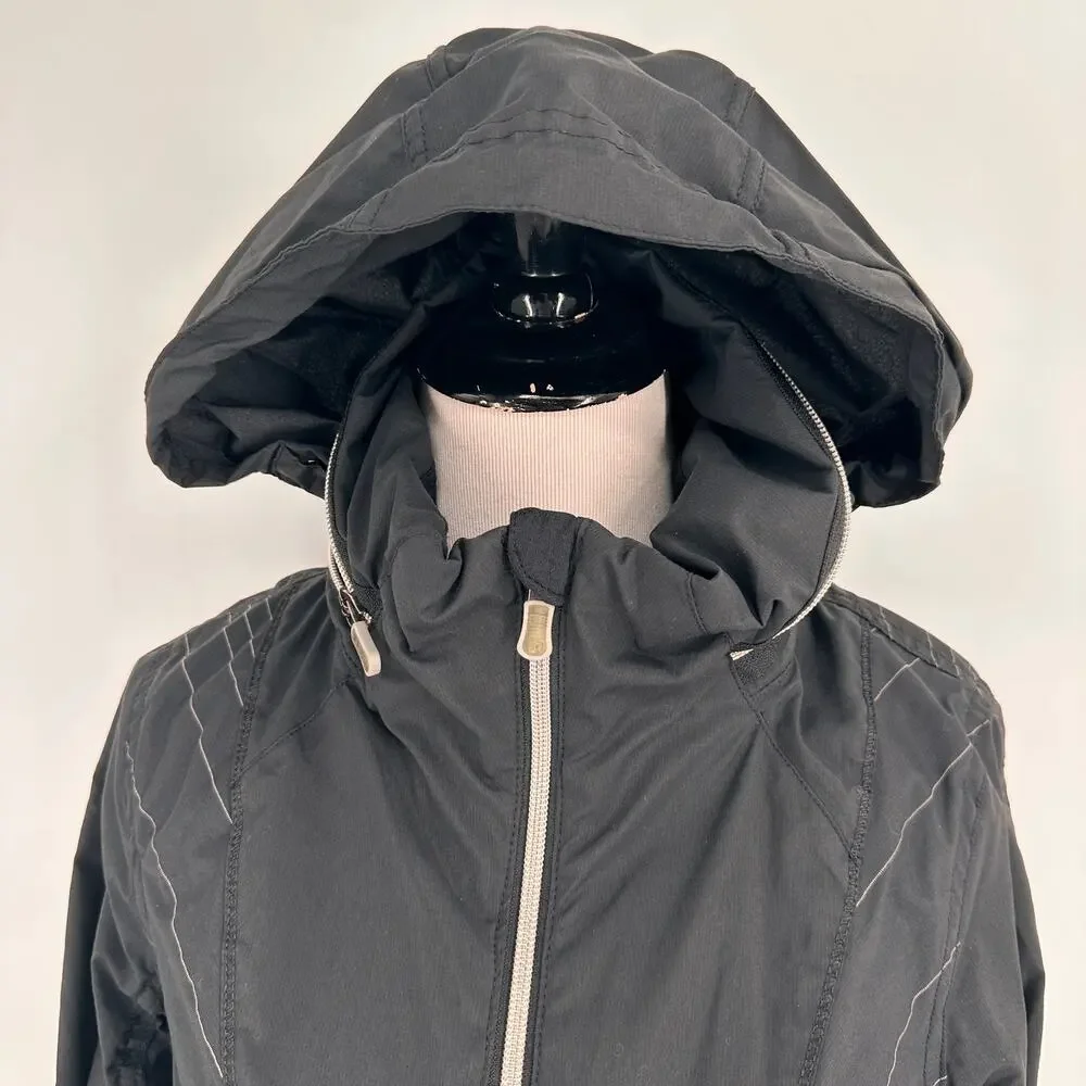 Lululemon Black Nylon Zip Up Ruched Back Detail Jacket Size 6